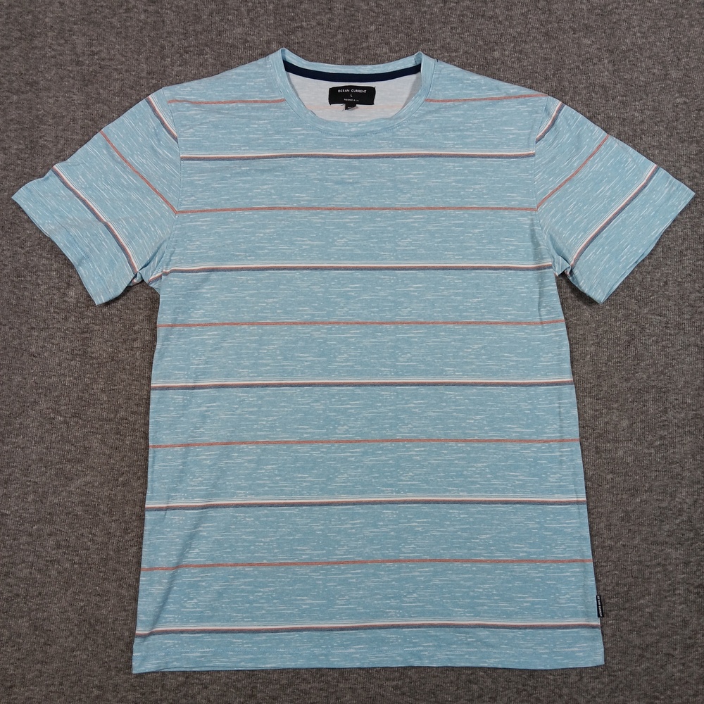 Ocean Current Shirt Mens Large Blue Striped Crewneck Casual Short Sleeve Tee
